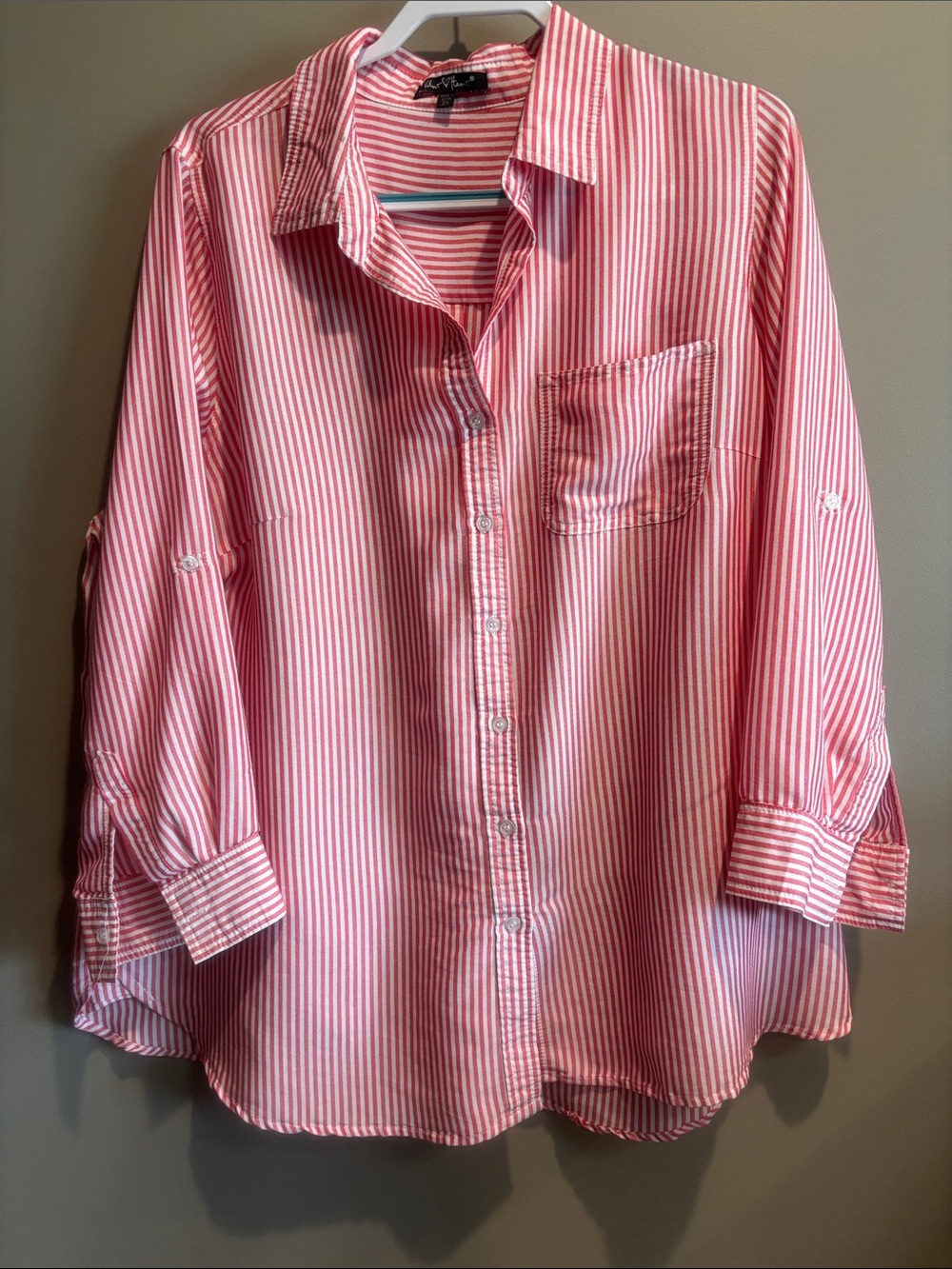 Velvet Heart Pink and White Striped Button-Up Shirt